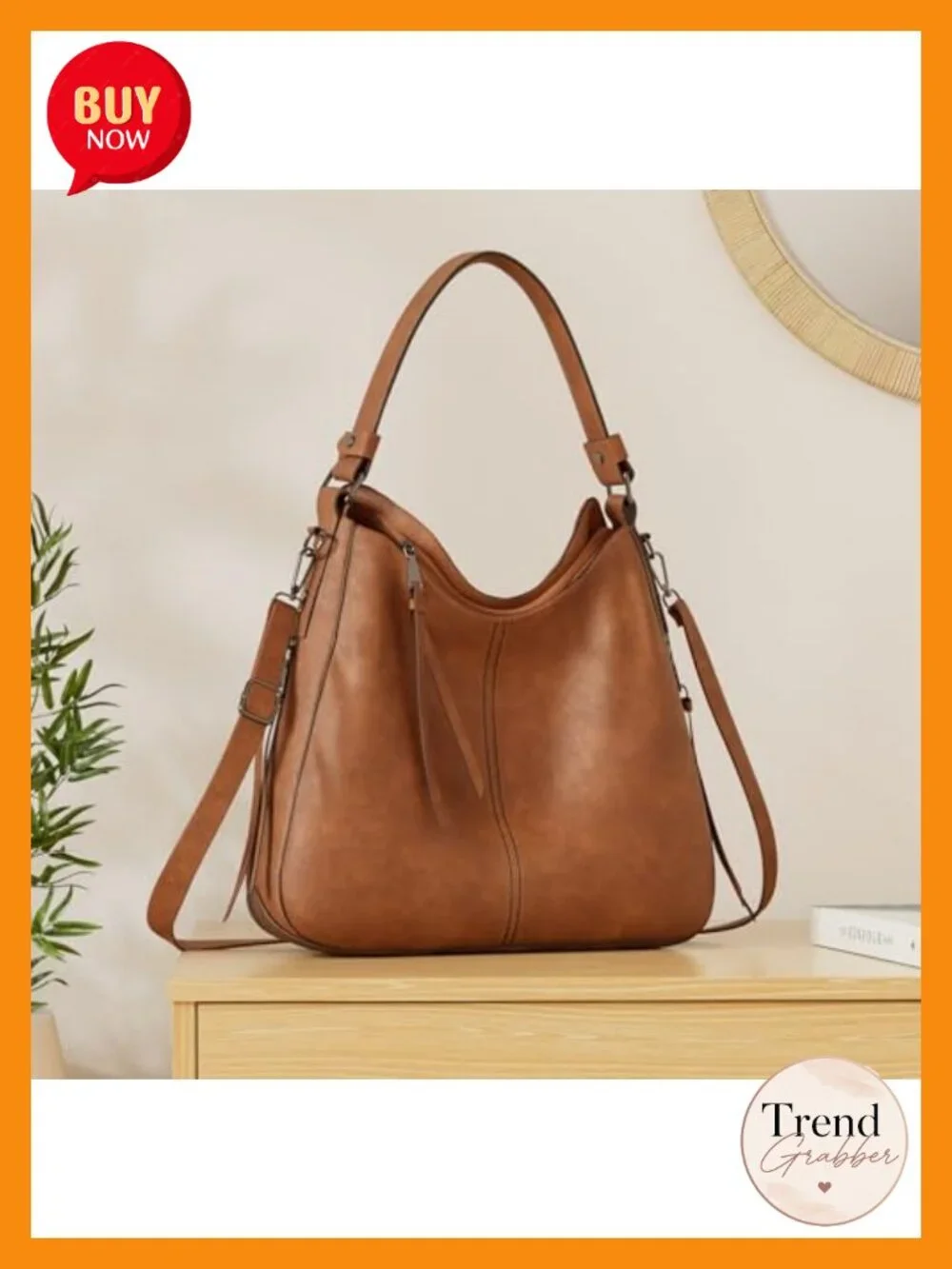 Faux Leather Hobo Crossbody Bag Large Capacity Shoulder Purse
